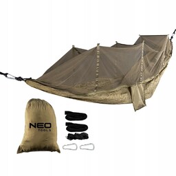 Hamak turystyczny z moskitierą 330x140 cm zestaw survival