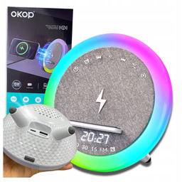 Głośnik Bluetooth Bezprzewodowy Ładowanie Indukcyjne Zegar Lampka Nocna
