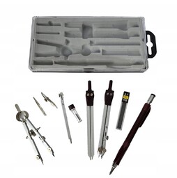 Zestaw Szkolny Kreślarski Geometryczny 10 Elementów Cyrkle Ołówek