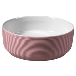 Umywalka 41x15 cm nablatowa, róż / biała ryflowana