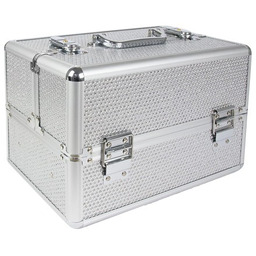 Kuferek kosmetyczny M na lakiery srebrny cyrkonie 7038-8