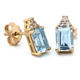 Kolczyki Złote 585 Na Sztyfcie Z Topazem