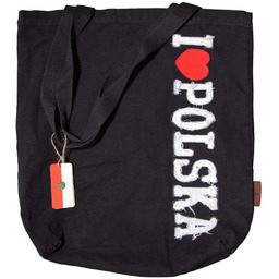 Torba materiałowa premium duża czarna I love PL