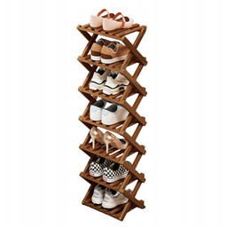 Drewniany Regał Szafka Na Buty 7-poziomów Składana Bambusowy