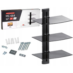 Półka Ścienna Potrójna Szklana Rtv Z Regulacją MC-664