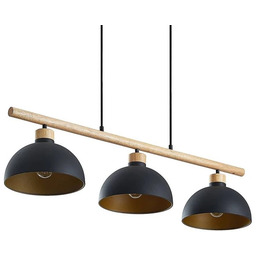 Lindby - Tirzana 3 Lampa Wisząca Black/Light Wood