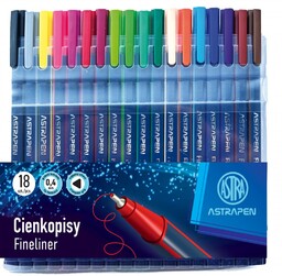 Cienkopisy trójkątne 0.4mm 18 kolorów Astra AS202023003-83084