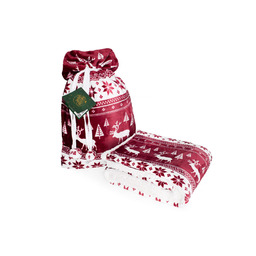 Faro Koc świąteczny 127x152 cm bordowy z reniferami
