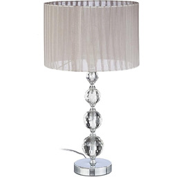 Relaxdays Lampa Nocna, Żelazo, Szkło Kryształowe, Woal, Przeźroczysty/Srebrny,
