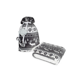 Faro Koc świąteczny 127x152 cm popielaty z reniferami