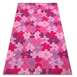 Dywan dziecięcy Puzzle fiolet Alfabet Zwierzątka Układanka 200x400