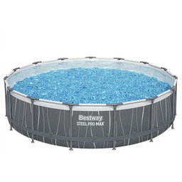 Basen stelażowy LED 457 x 107 cm szaro-biały