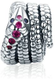 Rodowany srebrny charms do pandora wąż snake cyrkonie