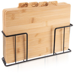 Deski do krojenia bambusowe ze stojakiem 4 szt.