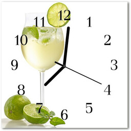 Zegar szklany kwadratowy Limonka