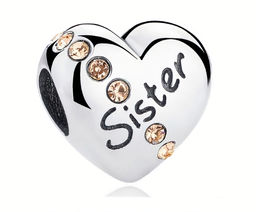 Rodowany srebrny charms do pandora serce heart siostra