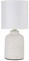 Lumes Biała lampa stołowa z ozdobną podstawą -