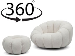 Fotel obrotowy z podnóżkiem CX2030 Pumpkin Bouclé Biały
