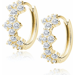 Eleganckie pozłacane srebrne kolczyki kółka z białymi cyrkoniami