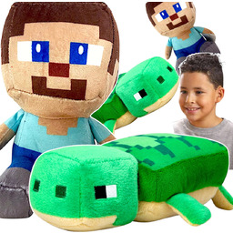 MINECRAFT WODNY ŚWIAT - ZESTAW PLUSZOWYCH MASKOTEK 2w1