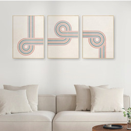 Pakamera Zestaw 3 geometrycznych plakatów liniowych, modern retro,