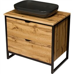 Szafka z czarną umywalką styl loftowy 80 cm