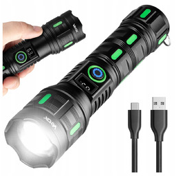 Latarka Led Taktyczna Akumulatorowa Wojskowa Zoom 20W Usb-c