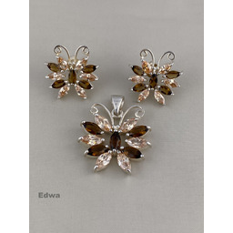 Komplet srebrny Motylki