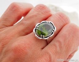 OLIVINE - pierścionek srebrny z oliwinem