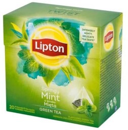 Herbata Lipton zielona z miętą piramidki 20tb