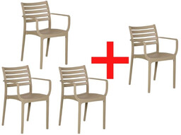 Krzesło ogrodowe SLENDER 3+1 GRATIS, beżowy