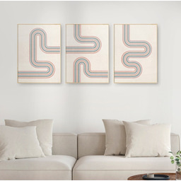 Pakamera Zestaw 3 geometrycznych plakatów liniowych, modern retro,