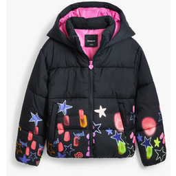 Desigual Pikowany płaszcz w gwiazdy
