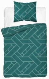 Pościel satynowa 140x200 Home Satin 80 geometryczna turkusowa