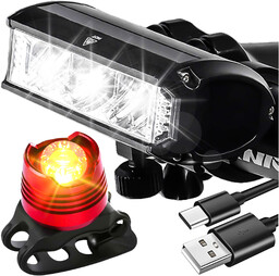 Lampka rowerowa przednia + tylna LED światło oświetlenie