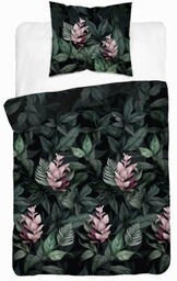 Pościel satynowa 140x200 Home Satin 80 liście kwiaty