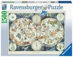 Ravensburger, puzzle, Mapa z fantastycznymi zwierzętami, 1500 el.