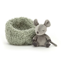 MASKOTKA JELLYCAT - ŚPIĄCA MYSZKA w GNIAZDKU