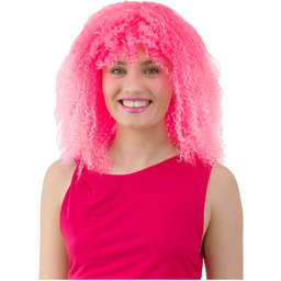 Peruka różowa - kręcone włosy - 1 szt.