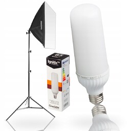 Lampa Fotograficzna Softbox 40X40 Statyw Żarówka