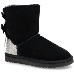 Stylowe śniegowce z kokardkami - SCAVIOLA S-314 CZARNE