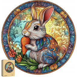 Puzzle drewniane dla dorosłych królik z marchewką 25cm