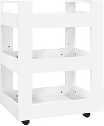 Elior Biały drewniany wózek kuchenny na kółkach H0-C86