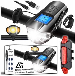 Lampka Rowerowa Przednia Tylna Led Z Licznikiem Usb
