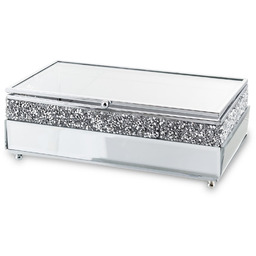 Szkatułka na biżuterię srebrna szklana 7,5x21 145576