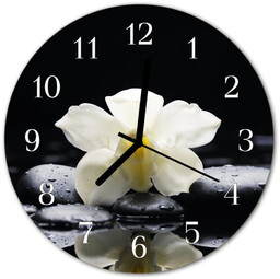 Zegar szklany okrągły Kamienie storczyk