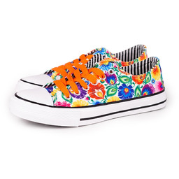 TRAMPKI KRÓTKIE FOLK - WZORY ŁOWICKIE - BIAŁE