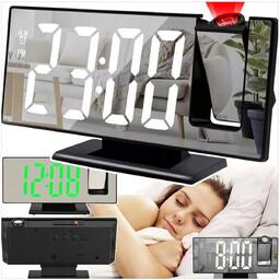 BUDZIK ZEGAR ELEKTRONICZNY GŁOŚNY Z PROJEKTOREM LED STOJĄCY