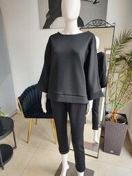 Masełkowy dres z bluzą z dekoltem w łódkę
