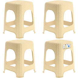 Taboret rattan 45 x 26 cm beżowy, 4